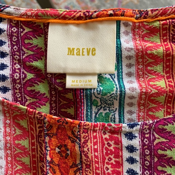 Bright Boho Flowy Crop Blouse, Maeve for Anthro, M - Picture 7 of 7